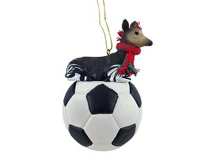 Okapi on Soccer Ball Hanging Ornament – Hand-Painted Stone Resin