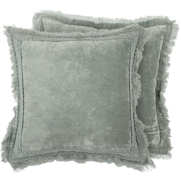 Decorative Green Throw Pillow - Velvet Lace 15x15 Cottage Collection from Primitives by Kathy