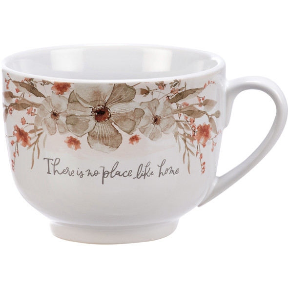 Stoneware Coffee - There Is No Place Like Home - Watercolor Floral Design 20 Oz from Primitives by Kathy