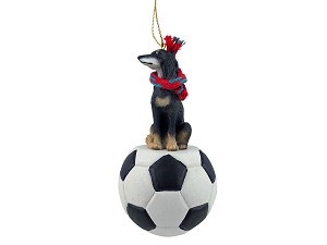 Saluki Dog on Soccer Ball Christmas Ornament – Hand-Painted Stone Resin
