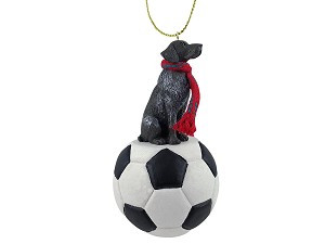 German Shorthaired Pointer Dog on Soccer Ball Christmas Ornament – Hand-Painted Stone Resin