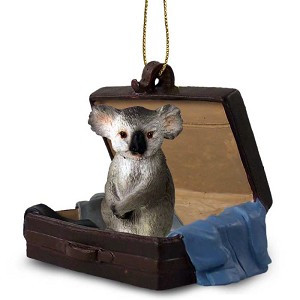 Koala in Travel Suitcase Hanging Ornament – Hand-Painted Stone Resin