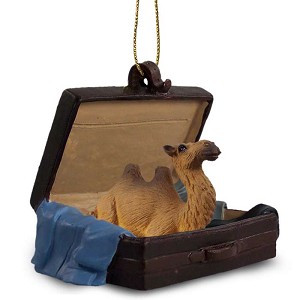 Camel Bactrian in Travel Suitcase Hanging Ornament – Hand-Painted Stone Resin
