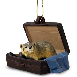 Badger in Travel Suitcase Hanging Ornament – Hand-Painted Stone Resin