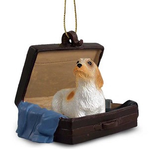 Petit Basset Griffon Vendeen Dog in Travel Suitcase Hanging Ornament – Hand-Painted Stone Resin