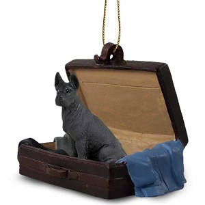 Black Great Dane Dog in Travel Suitcase Hanging Ornament – Hand-Painted Stone Resin