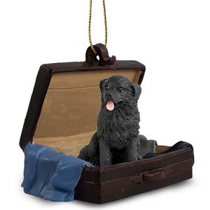 Newfoundland Dog in Travel Suitcase Hanging Ornament – Hand-Painted Stone Resin