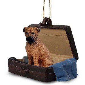 Bullmastiff Dog in Travel Suitcase Hanging Ornament – Hand-Painted Stone Resin