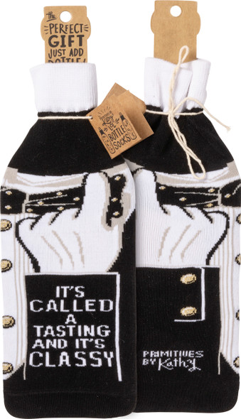 It's Called a Tasting & It's Classy Funny Wine Bottle Sock Cover  Wine Lover Gift | Primitives by Kathy