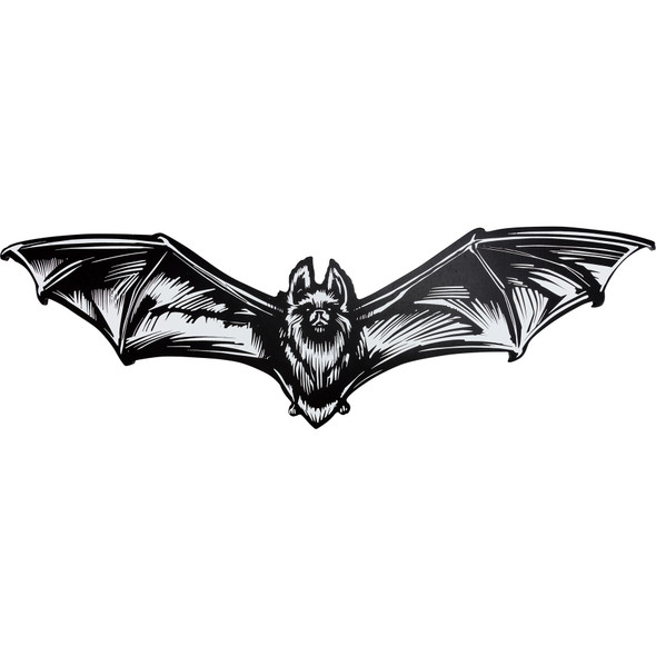 Halloween Bat Wall Decor 24" Black White Wood Hanging Primitives by Kathy