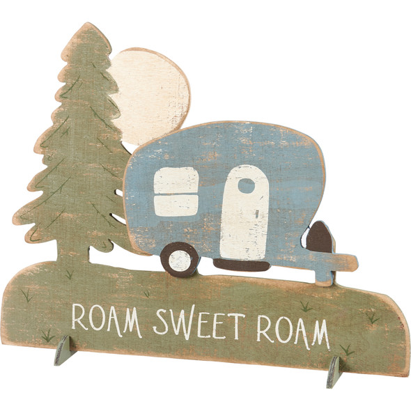 Decorative Wooden Wall Decor Sign - Roam Sweet Roam - RV & Pine Tree - 12.75 In x 10 In from Primitives by Kathy