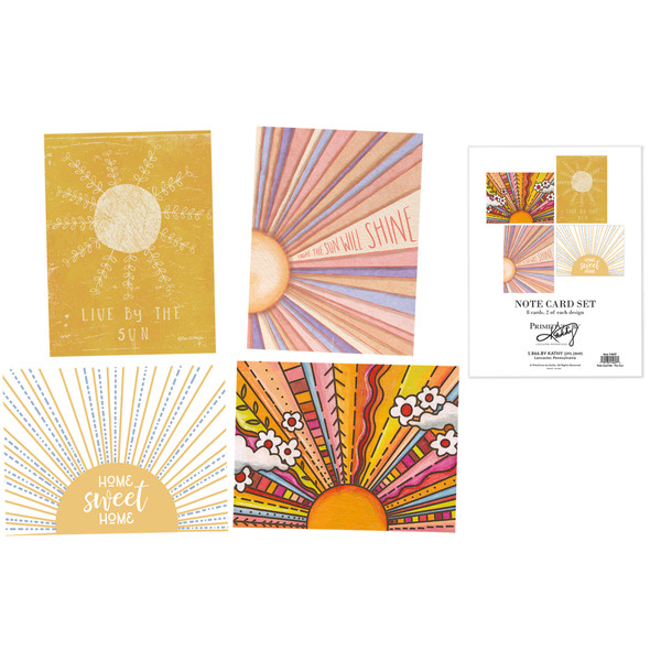 Set of 8 Note Cards With Envelopes - Sun Themed from Primitives by Kathy