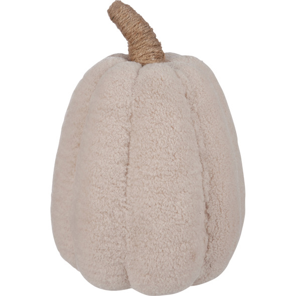 Decorative Cream Fleece Pumpkin Figurine 11.5 In x 7.5 In - Fall & Harvest Collection from Primitives by Kathy