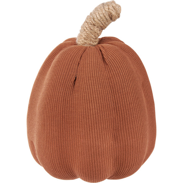 Decorative Pumpkin Figurine - Brown Knitted & Jute Wrapped Stem - 7 Inch from Primitives by Kathy