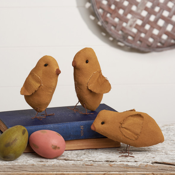 Set of 3 Primitive Chicks Figurines - Easter & Spring Collection from Primitives by Kathy