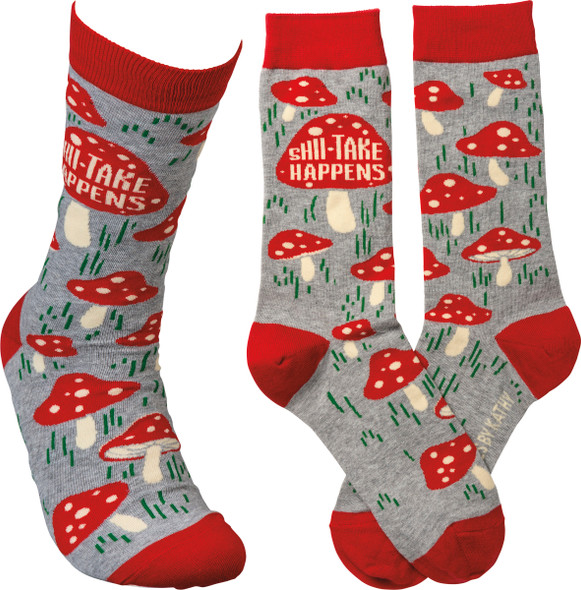 Shii-take Happens Colorfully Printed Cotton Socks from Primitives by Kathy