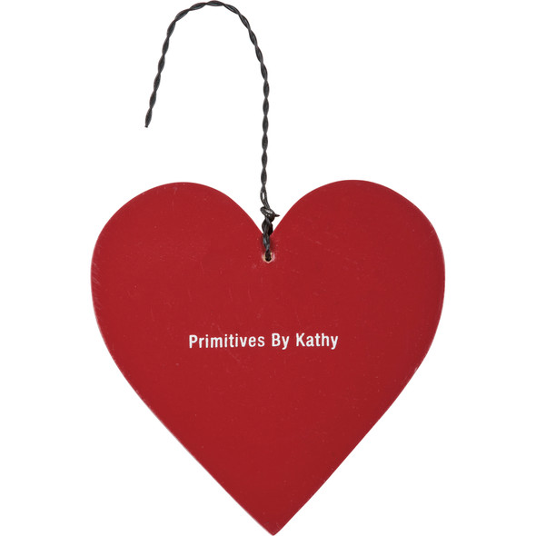 Set of 2 Heart Shaped Red & White Wooden Ornaments - You Are The Best & I Appreciate You 3x3 from Primitives by Kathy