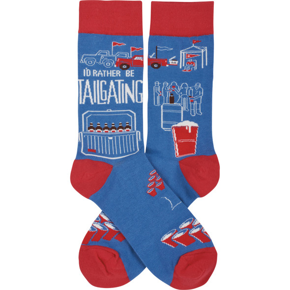 Colorfully Printed Cotton Socks - I'd Rather Be Tailgating from Primitives by Kathy