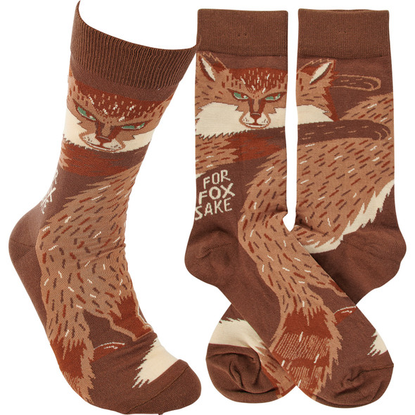 Colorfully Printed Cotton Socks - For Fox Sake from Primitives by Kathy