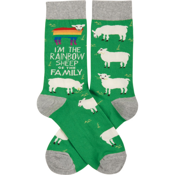 Colorfully Printed Cotton Socks - I'm The Rainbow Sheep In The Family from Primitives by Kathy