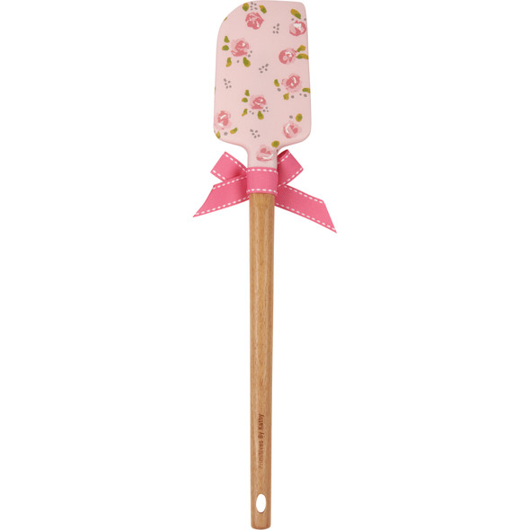 Double Sided Silicone Spatula - Love You Most - Pink Floral Design 13 Inch from Primitives by Kathy