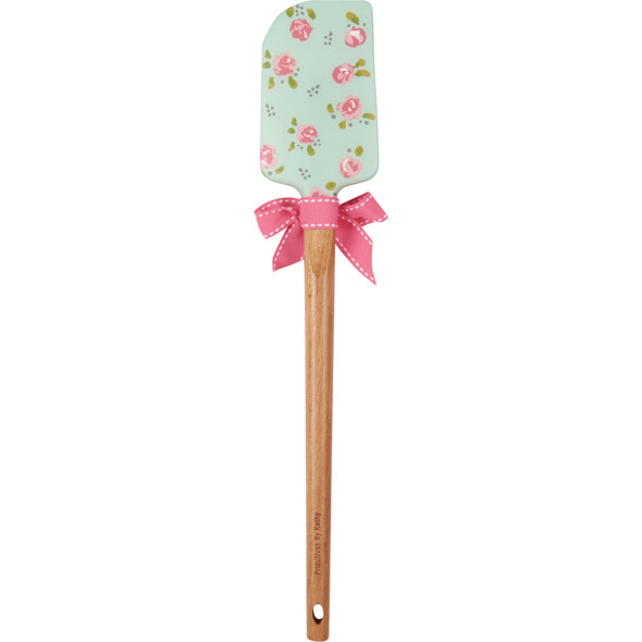 Double Sided Silicone Spatula With Wooden Handle - You Are Loved - Floral Design 13 Inch from Primitives by Kathy