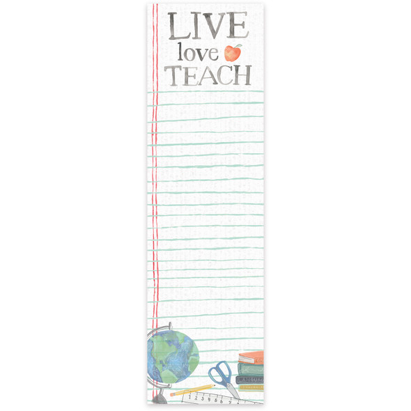 Magnetic Paper List Notepad - Teacher Themed Live Love Teach (60 Pages) from Primitives by Kathy