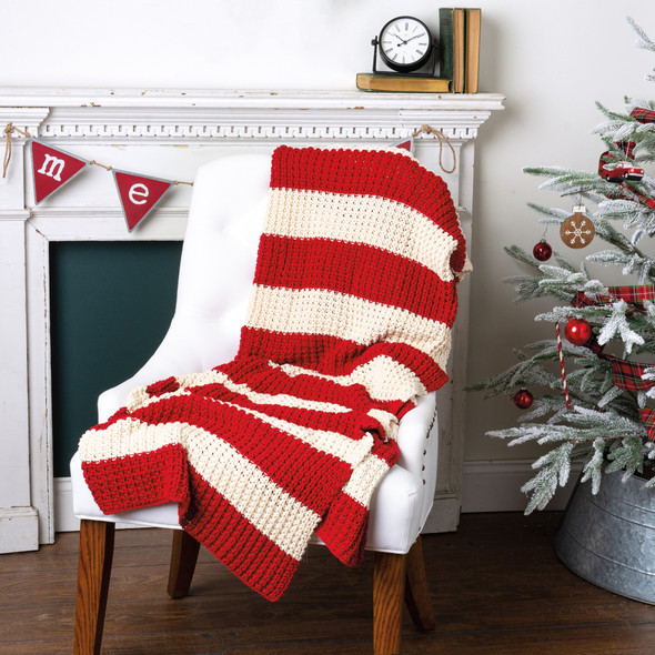 Red & White Striped Cotton Throw Blanket 50 Inch x 60 Inch from Primitives by Kathy