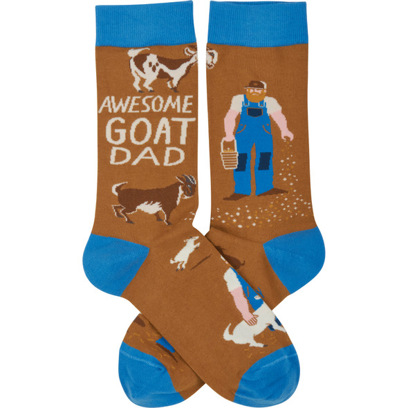 Colorfully Printed Cotton Socks - Awesome Goat Dad - Farmhouse Collection from Primitives by Kathy