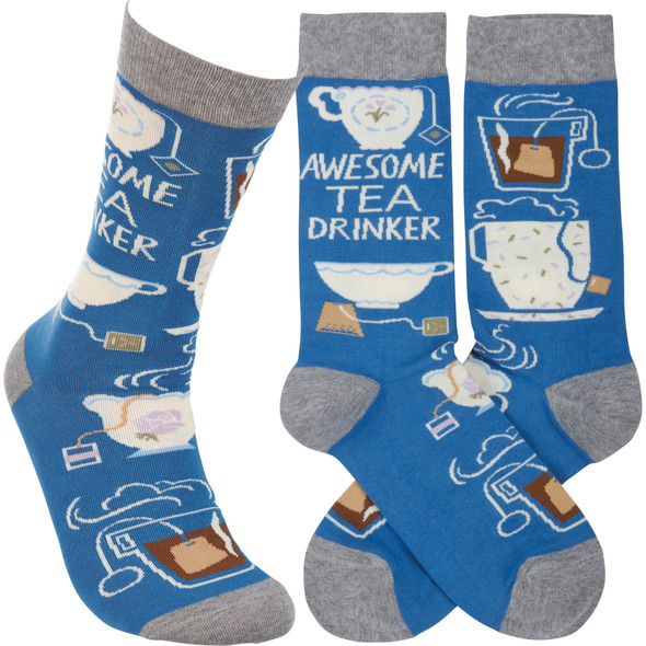 Colorfully Printed Cotton Novelty Socks - Awesome Tea Drinker from Primitives by Kathy