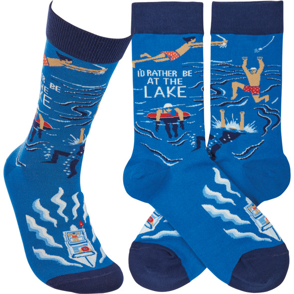 Colorfully Printed Cotton Socks - I'd Rather Be At The Lake from Primitives by Kathy