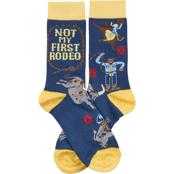 Colorfully Printed Cotton Novelty Socks - Not My First Rodeo from Primitives by Kathy