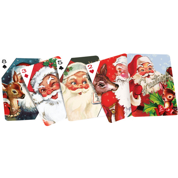 Playing Cards In Protective Case - Vintage Santa Clause & Reindeer (54 Cards) from Primitives by Kathy