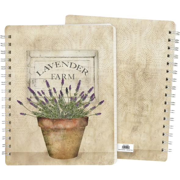 Double Sided Spiral Notebook - Lavender Plant In Pot (120 Lined Pages) Garden Collection from Primitives by Kathy