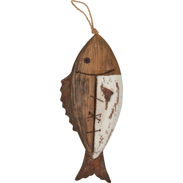 Decorative Rustic Wooden Wall Art Decor - Driftwood Fish 11.75 In x 4.75 In - Lake & Cabin Collection from Primitives by Kathy