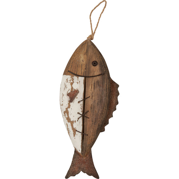 Decorative Rustic Wooden Wall Art Decor - Driftwood Fish 11.75 In x 4.75 In - Lake & Cabin Collection from Primitives by Kathy