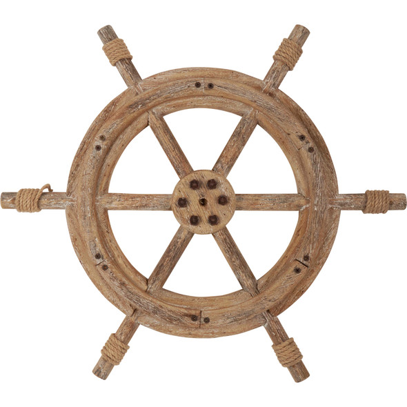 Decorative Wooden Wall Art Decor - Ship's Wheel 22.75 Inch - Beach Collection from Primitives by Kathy