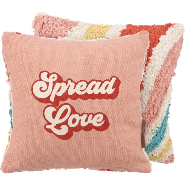 Decorative Cotton Throw Pillow - Spread Love - Retro Swirl Design 10x10 from Primitives by Kathy