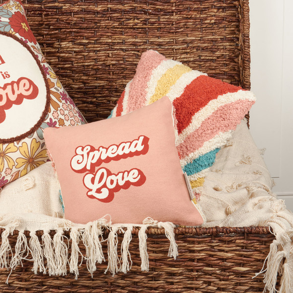 Decorative Cotton Throw Pillow - Spread Love - Retro Swirl Design 10x10 from Primitives by Kathy