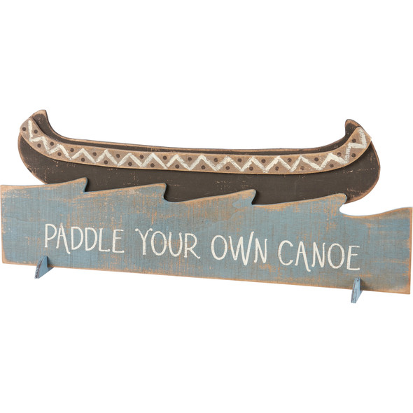 Decorative Wooden Wall Decor Sign - Paddle Your Own Canoe - 17 In x 7 In - Lake & Cabin Collection from Primitives by Kathy