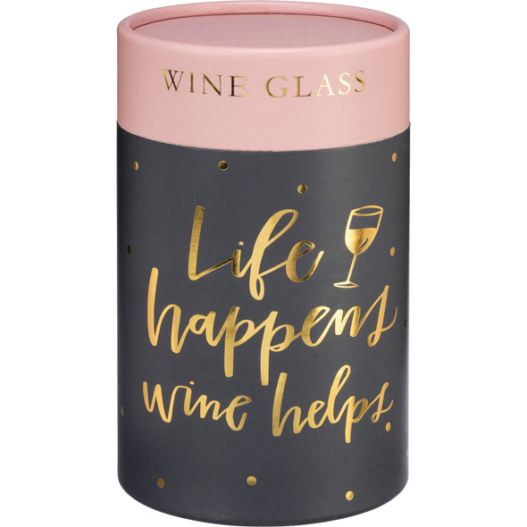 Life Happens Wine Helps Stemless Wine Glass 15 Oz from Primitives by Kathy