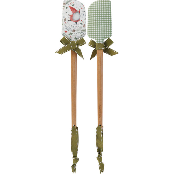 Double Sided Silicone Spatula With Wooden Handle - Christmas Gnome from Primitives by Kathy