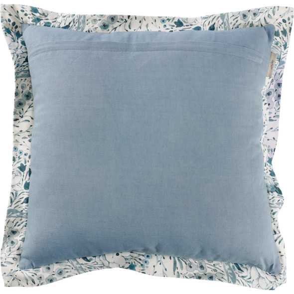 Decorative Cotton Throw Pillow - Indigo Blue Floral Design 20x20 from Primitives by Kathy