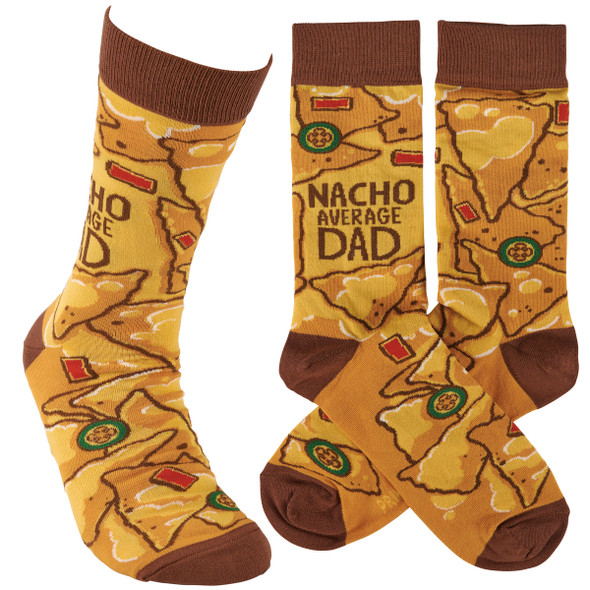 Colorfully Printed Cotton Novelty Socks - Nacho Average Dad from Primitives by Kathy