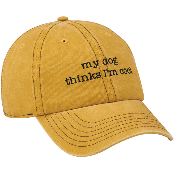 Dog Lover Gold Colored Adjustable Baseball Cap - My Dog Thinks I'm Cool from Primitives by Kathy