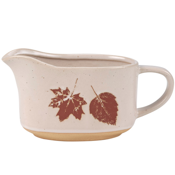 Decorative Fall Leaves Stoneware Gravy Boat 6.5 In x 4 In x 5.25 In from Primitives by Kathy