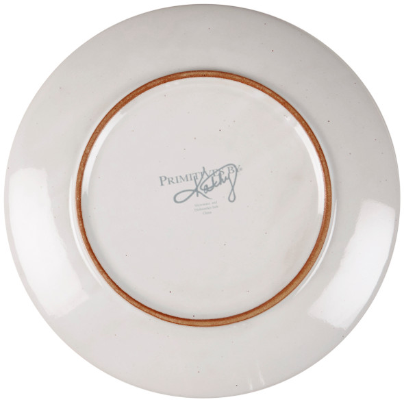 Decorative Stoneware Salad Plate - Winter Pine Trees Pattern - 8.5 In Diameter - White & Brown from Primitives by Kathy