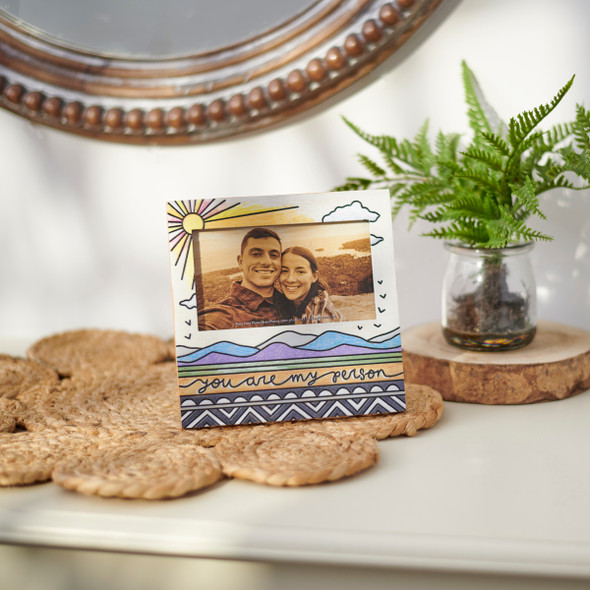 Decorative Woodburn Art Design Photo Picture Frame - You Are My Person - Sun & Mountaions from Primitives by Kathy