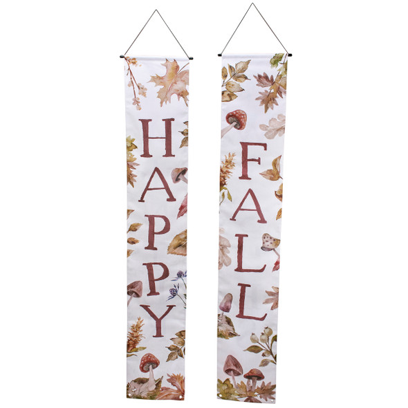 Set of 2 Decorative Double Sided Porch Banners - Happy Fall Foilage - 12x71 from Primitives by Kathy