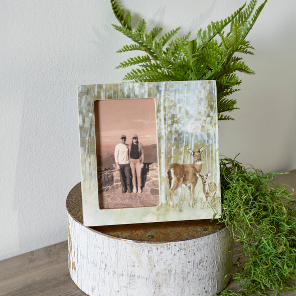 Decorative Photo Picture Frame - Woodland Deer Design (Holds 3x5 Photo) from Primitives by Kathy